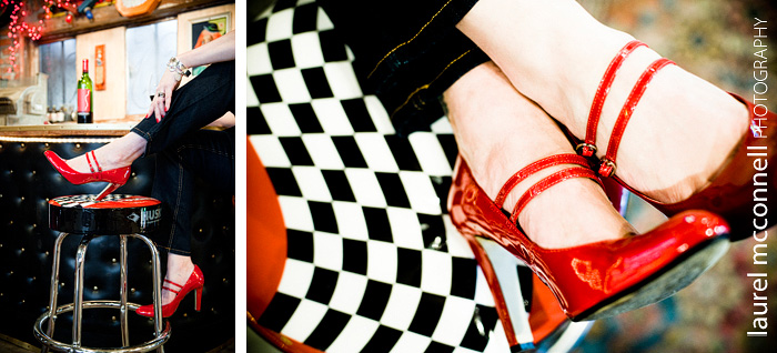 checkered flag red patent leather rock n roll shoes