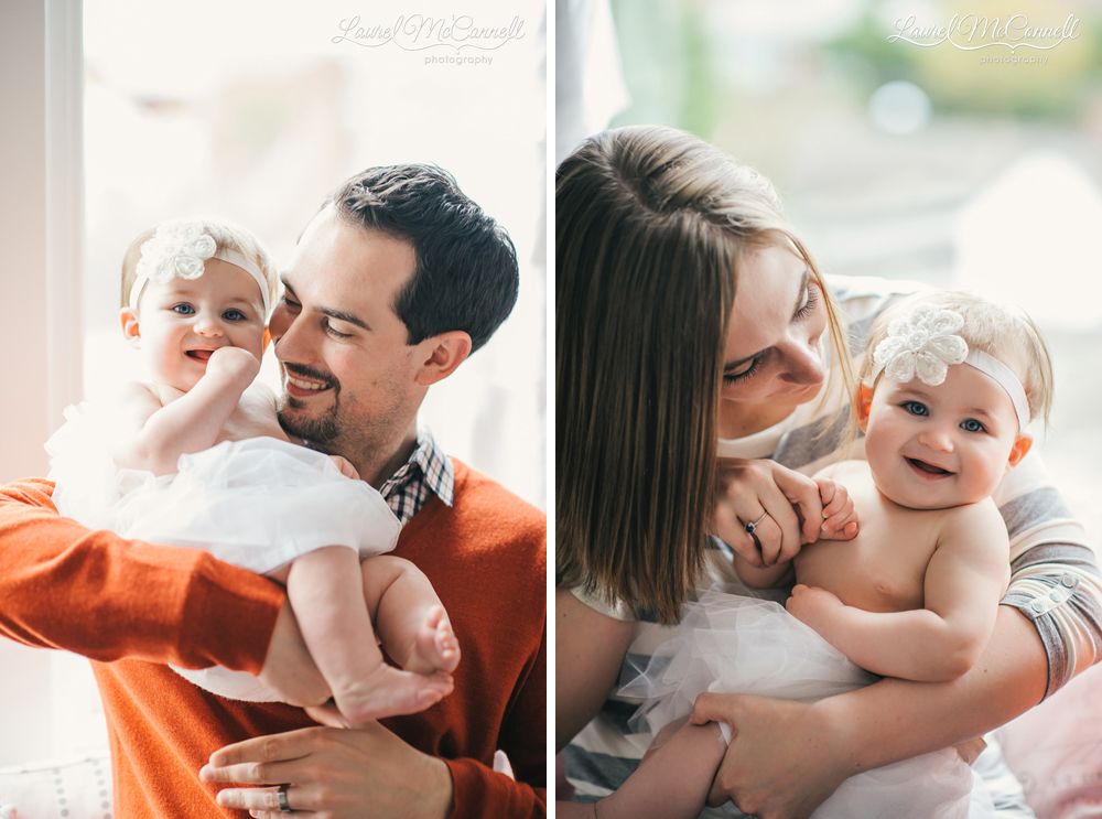 Portraits of baby with parents in Seattle.