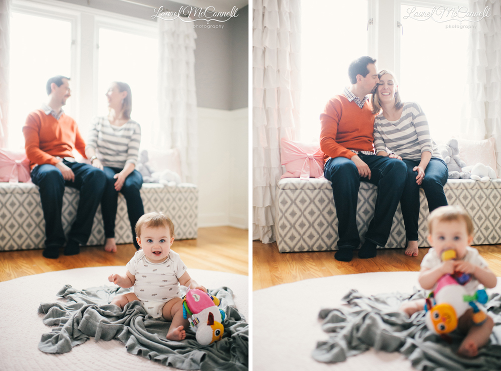 Fun family portraits with baby in Seattle.